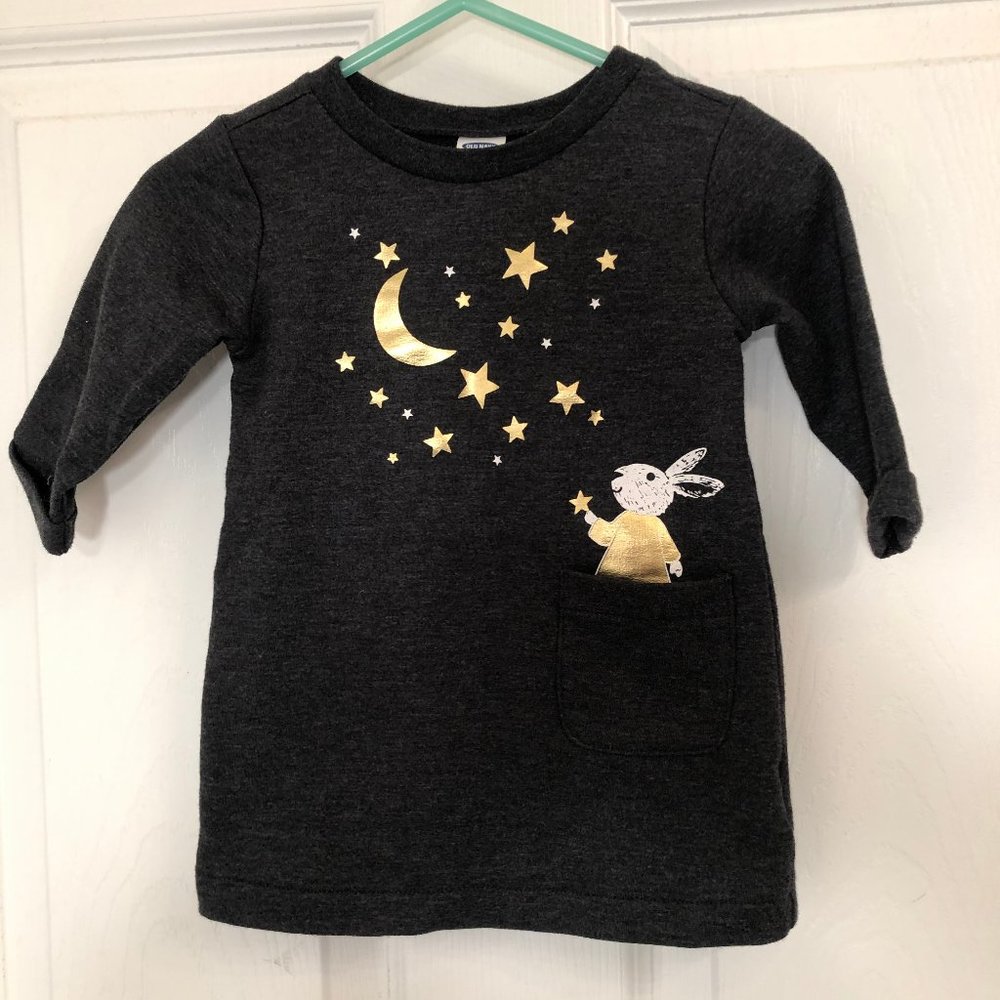 Old Navy Baby Girl Bunny Moon Stars Gray Dress